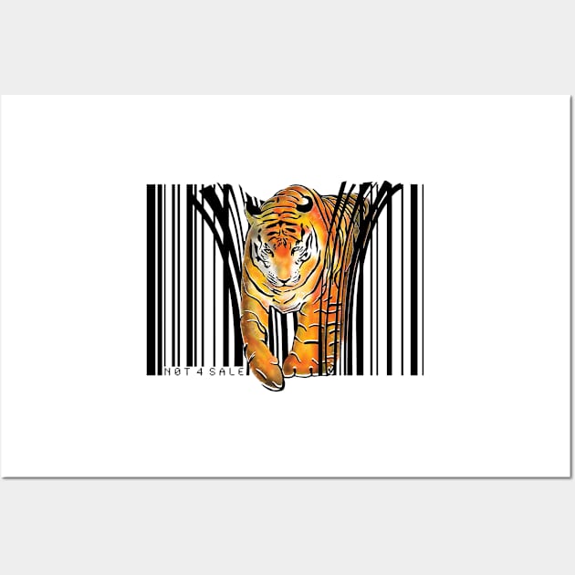 ENDANGERED TIGER BARCODE illustration print Wall Art by SFDesignstudio